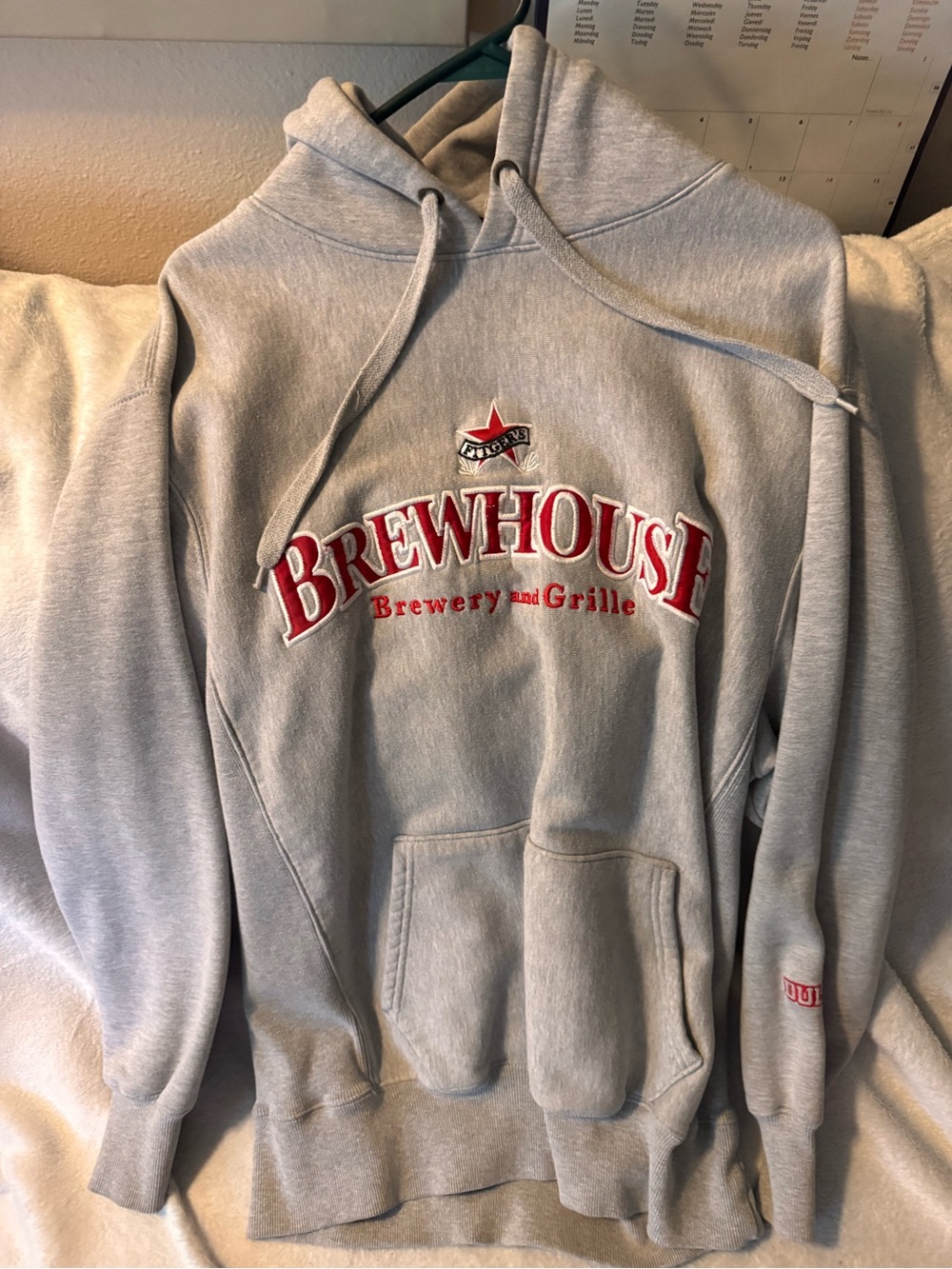 Port Authority Gray Hoodie with Red Brewhouse Logo